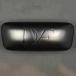 Diane Von Furstenberg hard side Clam Shell Sunglass/eyeglass case.  Black/pink